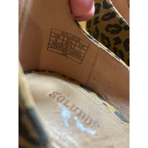 Soludos Anthropologie Gemma Animal Print Suede Leather Wood Block Heels Sz 9 - Picture 5 of 7